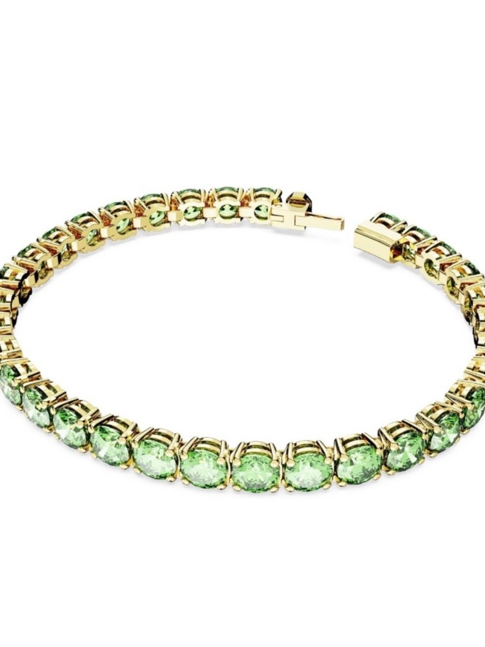 Swarovski Gold-Tone Green Crystal Tennis Bracelet NIB Retail:$269